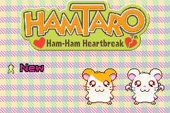 Hamtaro: Ham-Ham Heartbreak title screen for GameBoy Advance
